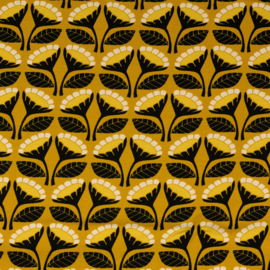 Loes van Oosten -  French Terry  - Flower   - Ochre Black