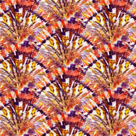 Katoen Poplin Print |  Tie Dye -  Purple Orange