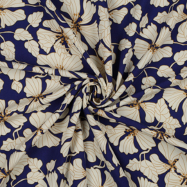 Viscose Print - Flowers - Cobalt