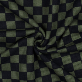 Verhees Textiles - Knitted Waffle Check - Army Green