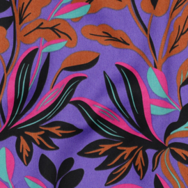 Nerida Hansen - Cotton Satin  - Lush Leaves  -  Purple