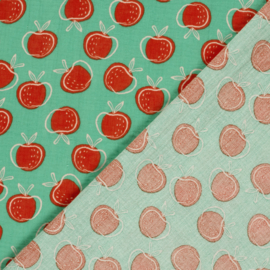 Double Gauze - Apples  - Mint Green