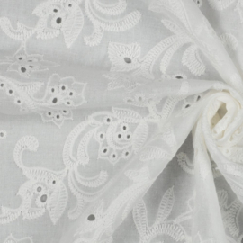 Verhees Textiles - Cotton Embroidery - Flowers - White