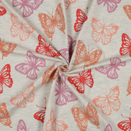 Tricot Print Melange - Glitter Butterflies - Ecru