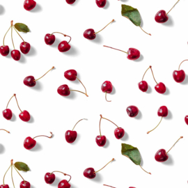 Decostoffen - Canvas Digital - Cherries  - White