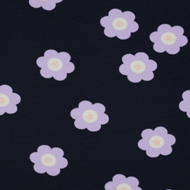 Verhees Textiles - French Terry Big Flowers - Navy