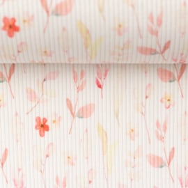 Swafing Ribbeltricot - Mia - Watercolour Flowers Peach