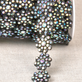 Bloemenband - Strass - Black - 17mm