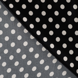 Viscose Satijn Print - Dots  - Black White