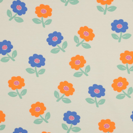 Verhees Textiles - Jersey Tricot - Neon Flowers - Off White