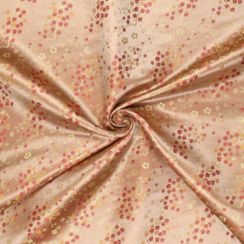 Satijn - Flowers  Brocade - Beige