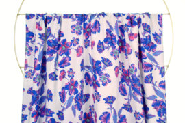 Atelier Jupe - Viscose Cobalt Blue and Pink Flowers