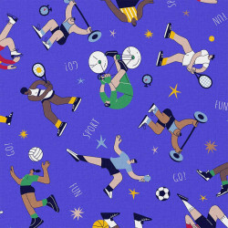 Katoen Print - Sporty - Royal Blue 