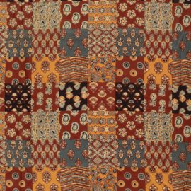 katoen Print - Voile - Batik  -  Patchwork   - Brown Terra Yellow