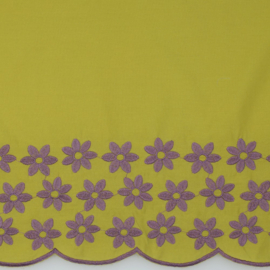 Verhees Textiles - Cotton Embroidery - 1 side Border - Green Purple
