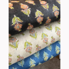 Kokka Fabrics - Coton Voile - BlockPrint - Blue