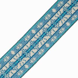 Jacquard Tassenband 5 cm breed - Blue Turquiose