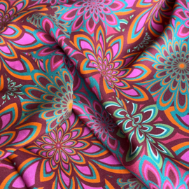 Beach Collection - Viscose  - Sunny Flowers    - Pink Acqua
