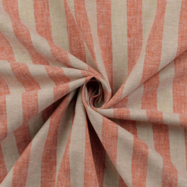 Linnen Katoen   -  Stripe - Natural Red