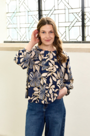 Atelier Jupe - Viscose - Flowers - Jeansblue Beige