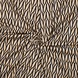 Viscose - Geometric   - Beige Black