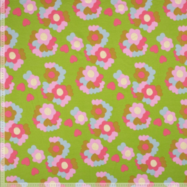 French Terry - Mies & Moos - Flowers Glitter - Green