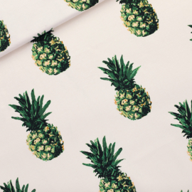 See You at Six - French Terry - Pineapples - Papyrus Creme