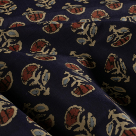 katoen Print - Voile - Batik  -  Flowers  - Navy
