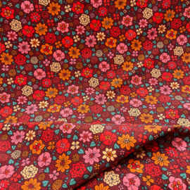 Corduroy - Babyrib - Retro Flowers  - Orange