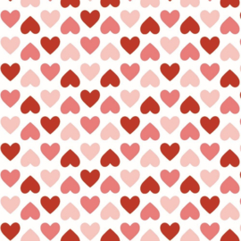 Tricot Print Organic - Hearts - White