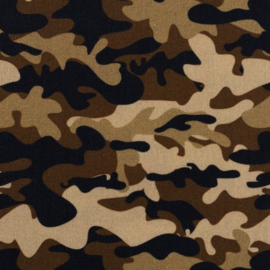 Katoen Print | Swafing -  Army  - Brown