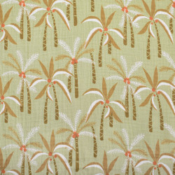 Double Gauze - Palm Trees  - Soft Green