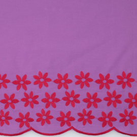Verhees Textiles - Cotton Embroidery - 1 side Border - Purple Red