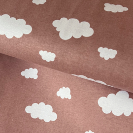 Katoenen Flanel - Clouds  - Pink