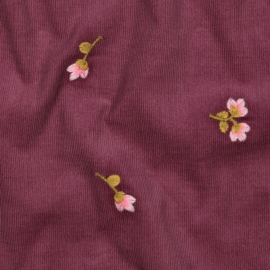 Babycord - Embroidery Flowers  - Mauve