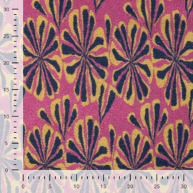 Qjutie - Badstof Stretch - Palmtrees  -  Pink