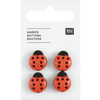 Rico Design - Buttons - Ladybug - Red
