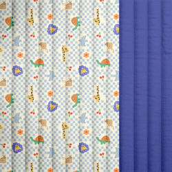 Stepped - Quilted - Safari Animals    - Double Sided -  Blue