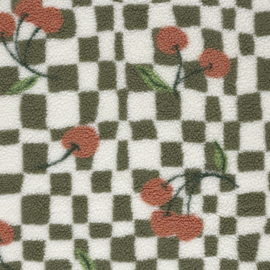 Teddy -  Blocks  & Cherries  - Ecru Blush  Green