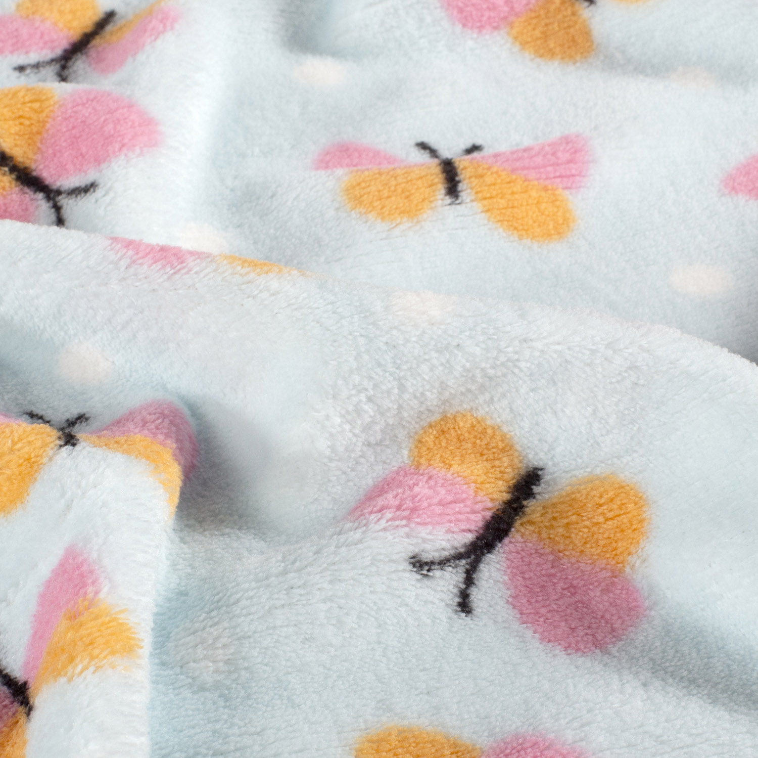 Cuddle Fleece - Butterflies   - Light Blue