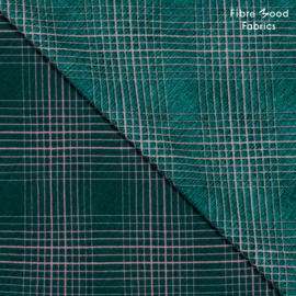 Fibremood - Woven Viscose Borken Crepe Check  - Green  - Giulia