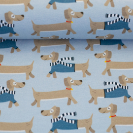 Swafing Tricot Jersey  - Cool Dogs by JaTiJu - Blue