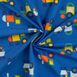 French Terry - Print - Tractor  - Blue