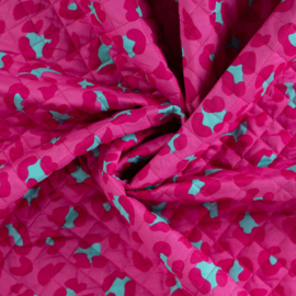 Stepped - Quilted - Leopard  - Double Sided -  Fuchsia Pink Turquoise