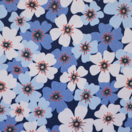 Swafing Katoen Print - Lily  -  Flowers - Blue
