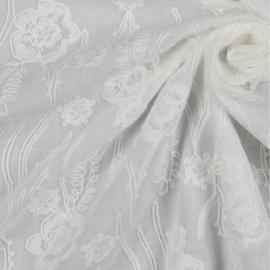 Verhees Textiles - Cotton Embroidery - Flowers - White