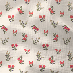 Double Gauze - Tiny Flowers   - Ecru