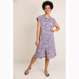 Atelier Jupe -  Viscose met Abstracte Print   - Soft Brown Blue