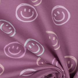 Verhees Textiles - Soft Sweat - Smileys - Lilac
