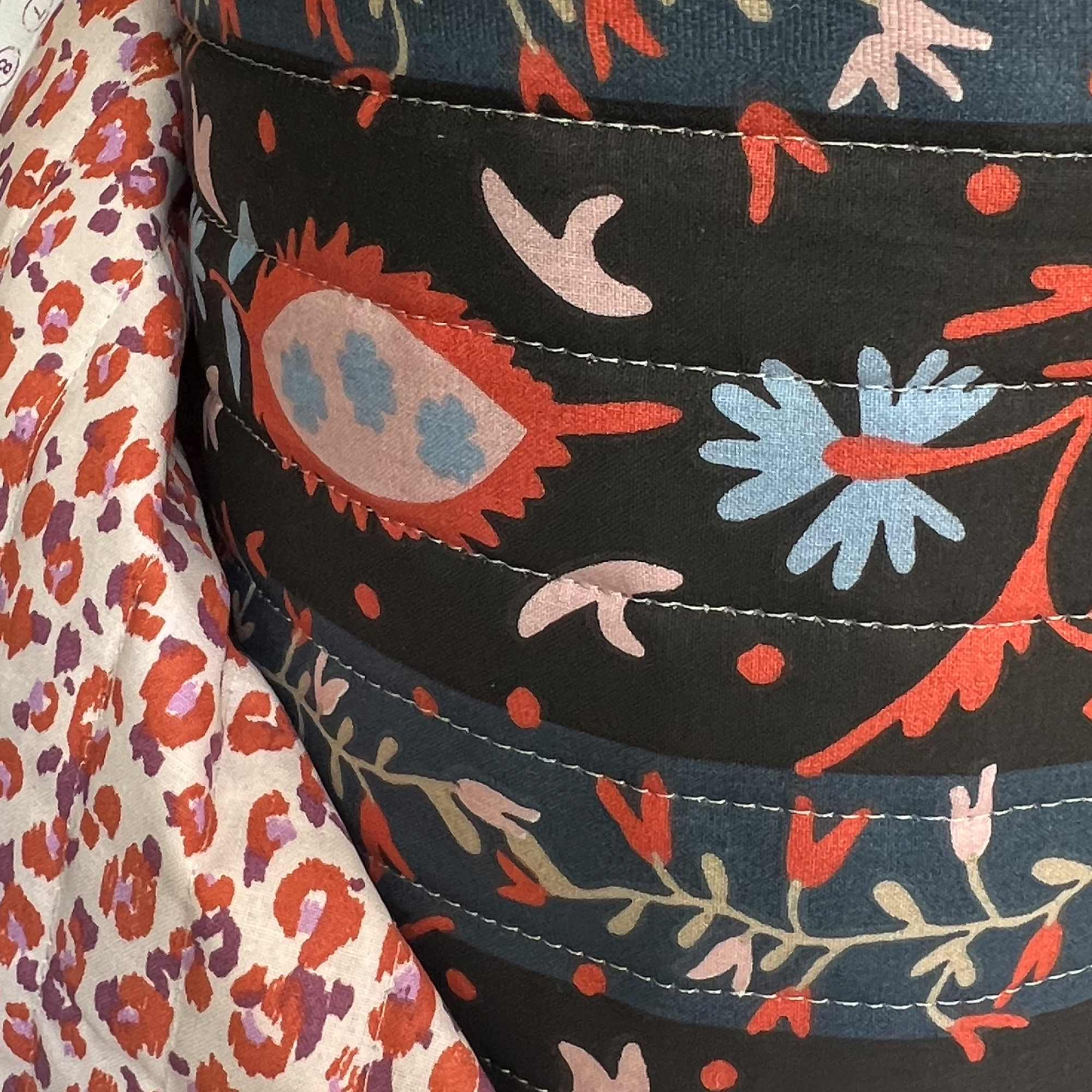 Stepped - Quilted - Flowers   - Double Sided -  Black Caramel